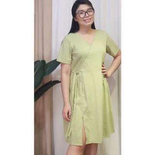 Bigsize công sở - Đầm Đũi Xanh Cốm Ngọt Mát