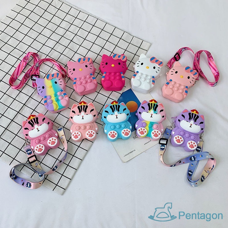 Túi Đeo Chéo Đựng Tiền Xu Bằng Silica Gel Họa Tiết Hoạt Hình Nhiều Màu Dễ Thương Cho Bé