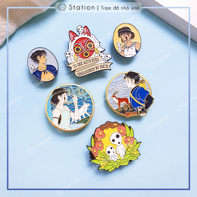 Pin cài áo anime Princess Mononoke Studio Ghibli đạo diễn Miyazaki Hayao - GC504