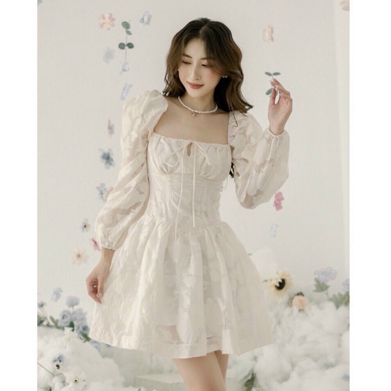 ĐẦM DỰ TIỆC REN HOA TAY DÀI TIỂU THƯ HOSIO DRESS