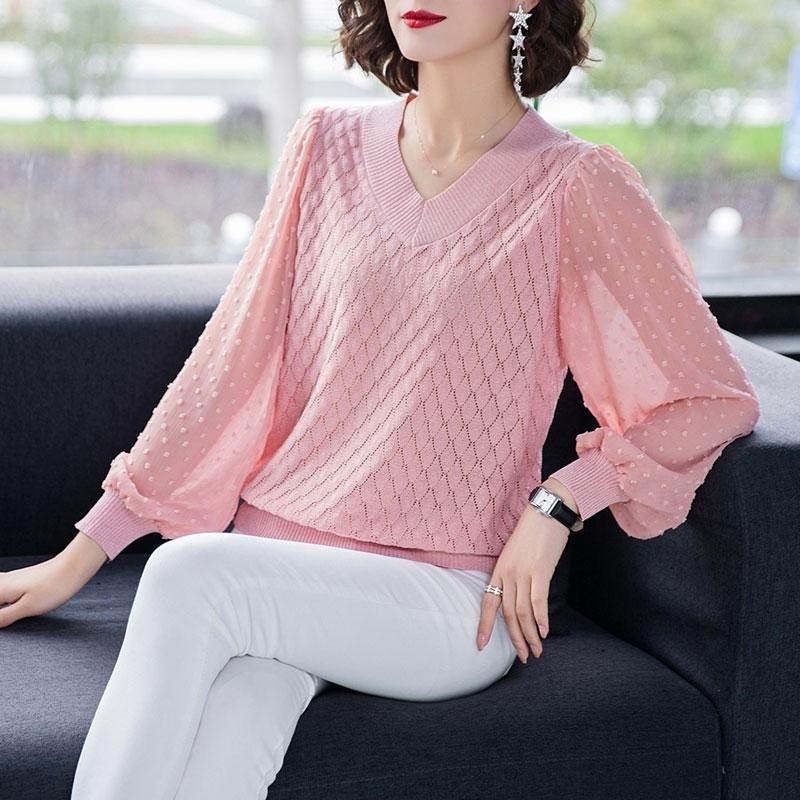Áo dệt kim dài tay dáng rộng thời trang kiểu mới cho nữ