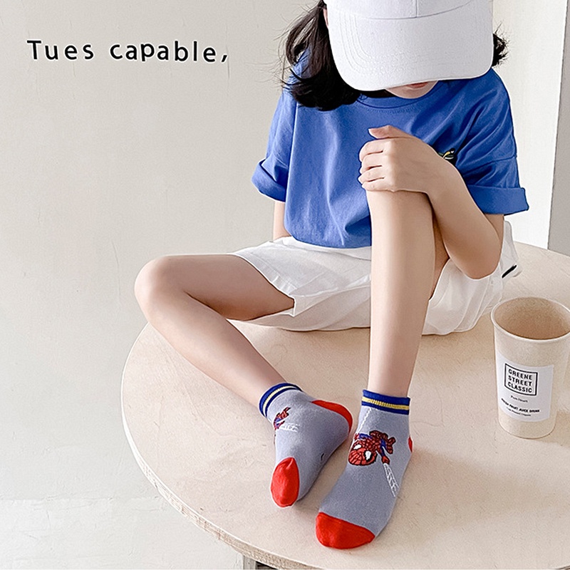 Vớ cotton Cổ Ngắn In Hoạt Hình Người Nhện Thời Trang Xuân Thu Cho Bé Trai