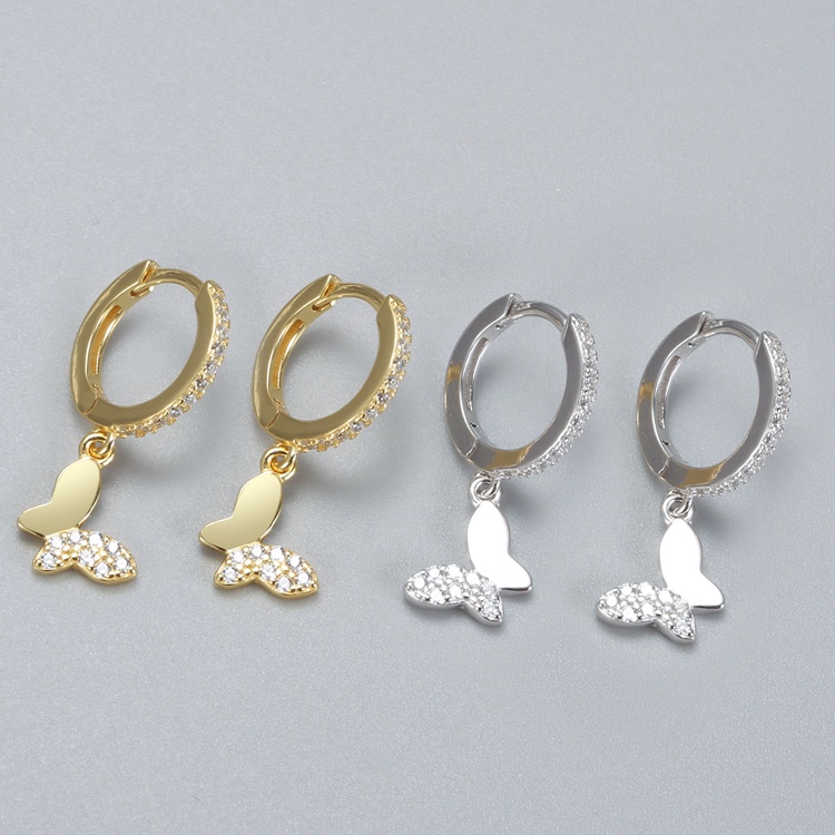 Bông tai thời trang khoen tròn đính hình bướm xinh xắn - HT310 giá rẻ