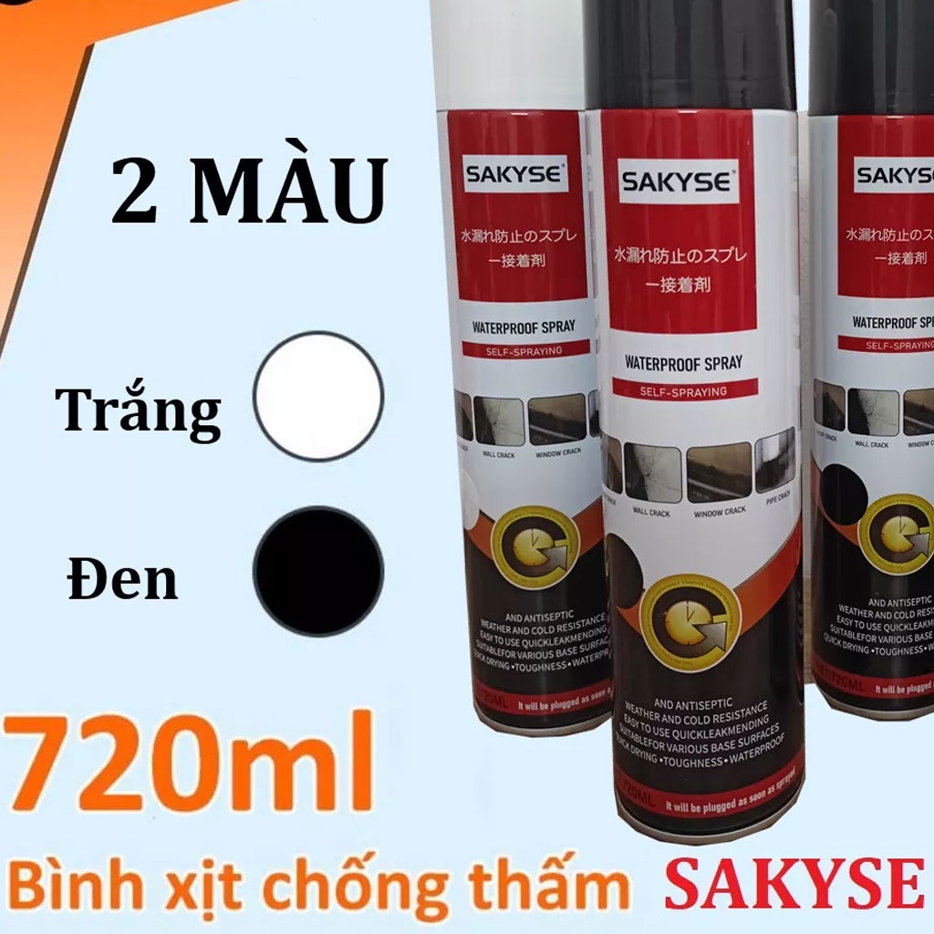 Bình Xịt Chống Thấm SAKYSE 720ml Sơn Bọt Epoxy Chống thấm Dột sàn tường mái nhà khe nứt bể cá