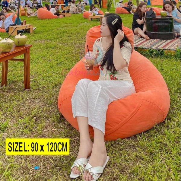 Vỏ+lót bọc ghế lười hạt xốp, vỏ da lộn đơn màu, 4 size, lót dù, không xốp ko xốp