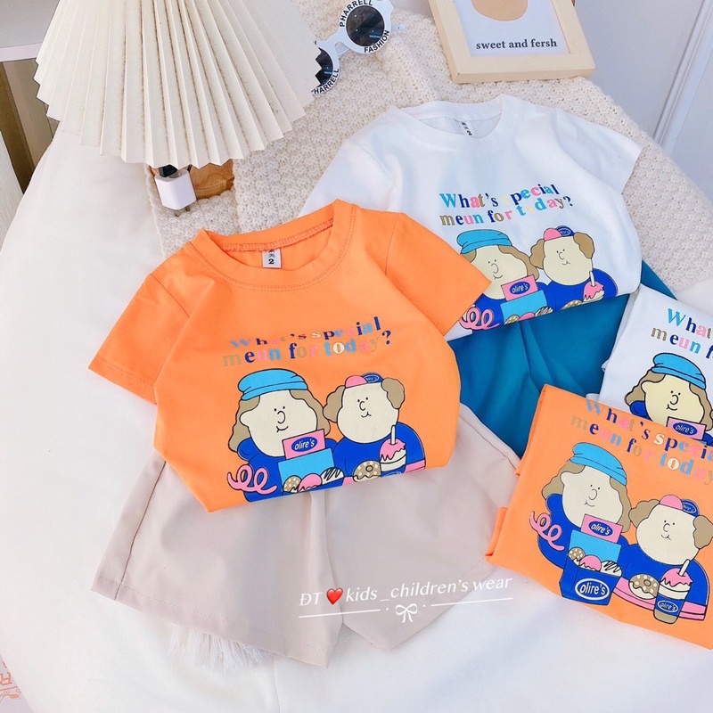 [2-8 tuổi] B2456 Bộ bé gái áo cotton quần thô mềm cho bé từ 16-28kg