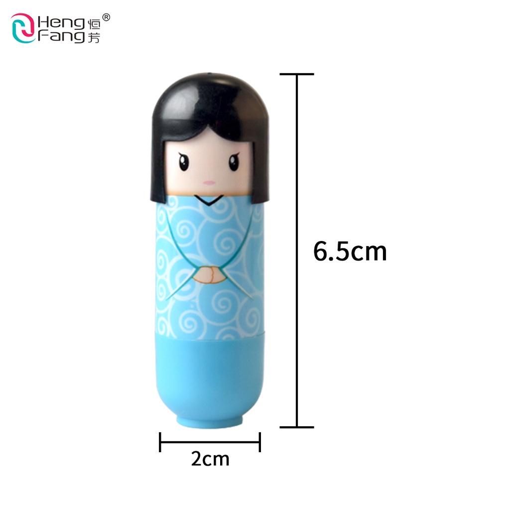 Son dưỡng môi HENGFANG X4211 chống nứt nẻ môi hình búp bê mặc kimono dễ thương xinh xắn 2.4g