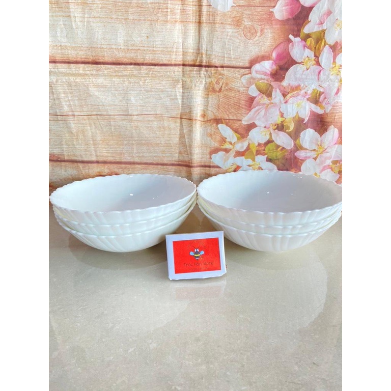 Bộ 6 tô sứ thuỷ tinh trắng cao cấp 7in - 18cm