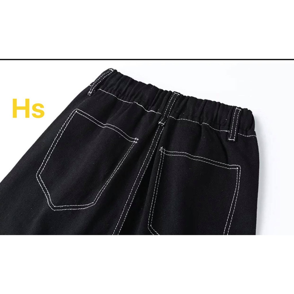 QUẦN ỐNG RỘNG DÁNG SUÔNG GIẢ JEANS TÚI HỘP CẠP CHUN-HươngSu (90-GiaJean) | BigBuy360 - bigbuy360.vn