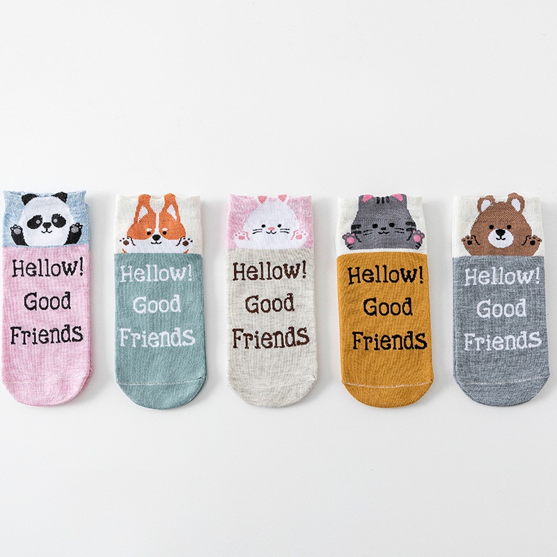 Vớ tất cổ ngắn thỏ gấu mèo HELLO hoạt hình thú có tai