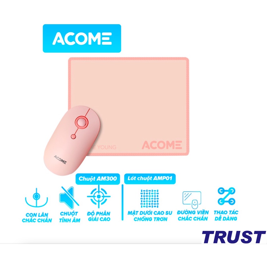 [COMBO] Chuột Không Dây ACOME AM300 Và Miếng Lót Chuột ACOME AMP01 - BH 12TH