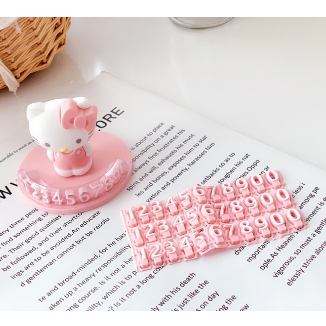 Bảng Số Điện Thoại Đỗ Xe Tạm Thời Bằng Silicon Hình Hello Kitty Dễ Thương Trang Trí Nội Thất Xe Hơi