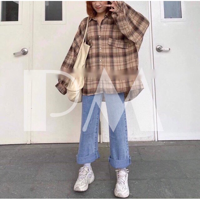 Áo Kẻ Caro 🌺 Áo Sơ Mi Nữ 🌺 Dáng rộng-dài tay-phong cách trẻ trung cho nữ-chất liệu thôm mềm gồm 2 màu-Mã ACR01 | BigBuy360 - bigbuy360.vn