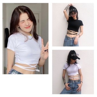 Áo Croptop Đan Dây Eo Khoe Trọn Dáng ❤️ Áo Croptop Nữ Chất Thun co giãn 4 chiều cao cấp.