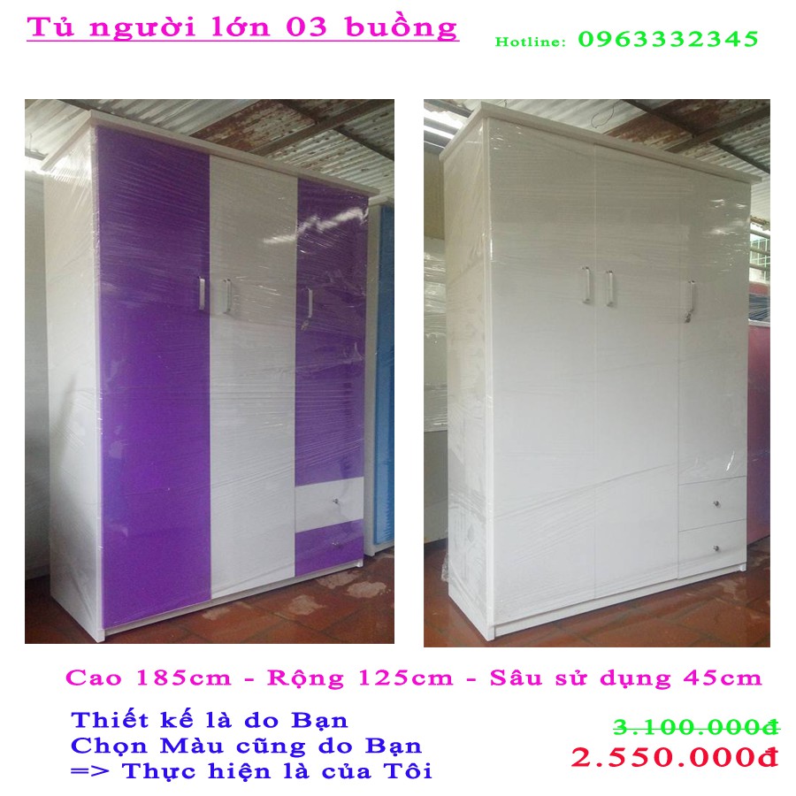 Tủ Người lớn 3 buồng - Cam kết không dùng nhựa Trung Quốc