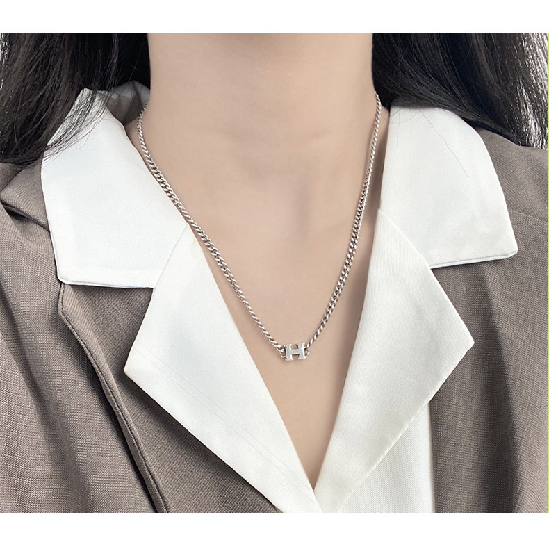 Dây chuyền mặt hình chữ H thời trang retro đơn giản