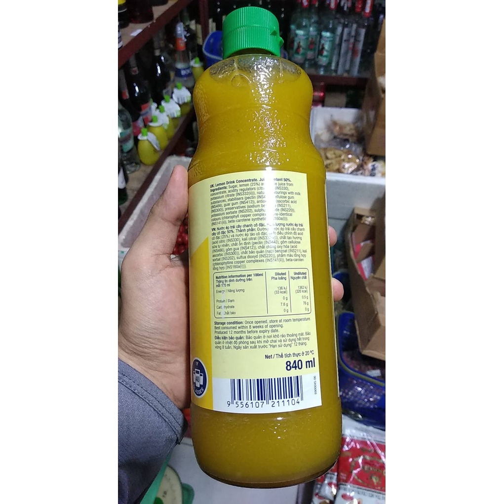 Nước Chanh vàng đậm đặc hiệu Sunquick chai 840ml