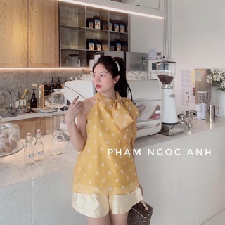 Set chấm bi nơ lệch