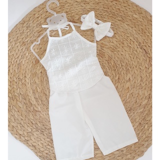 Set áo yếm ren trắng + quần 6-18kg