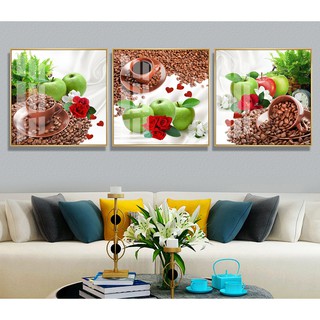 16 bức tranh đẹp , 3 tấm hình vuông - " Tranh treo nhà bếp ", mẫu Canvas treo tường hiện đại nhất hiện nay
