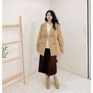 Trench coat tay bo be vàng