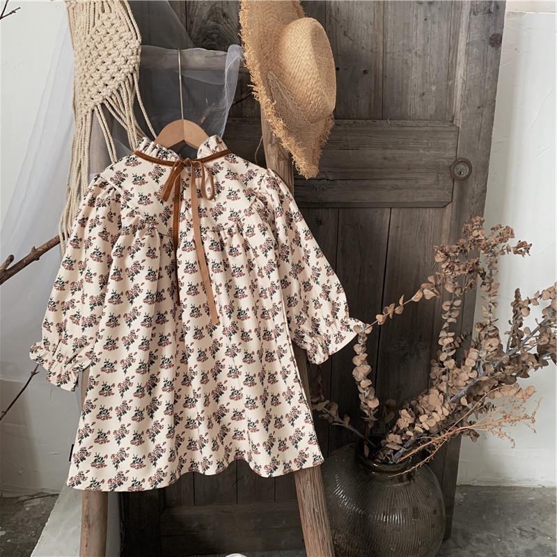 Váy hoa babydoll vintage mùa thu cho bé