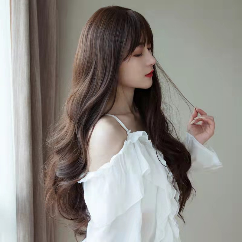 Bộ tóc giả dài xoăn gợn sóng bằng sợi tổng hợp chịu nhiệt dành cho nữ