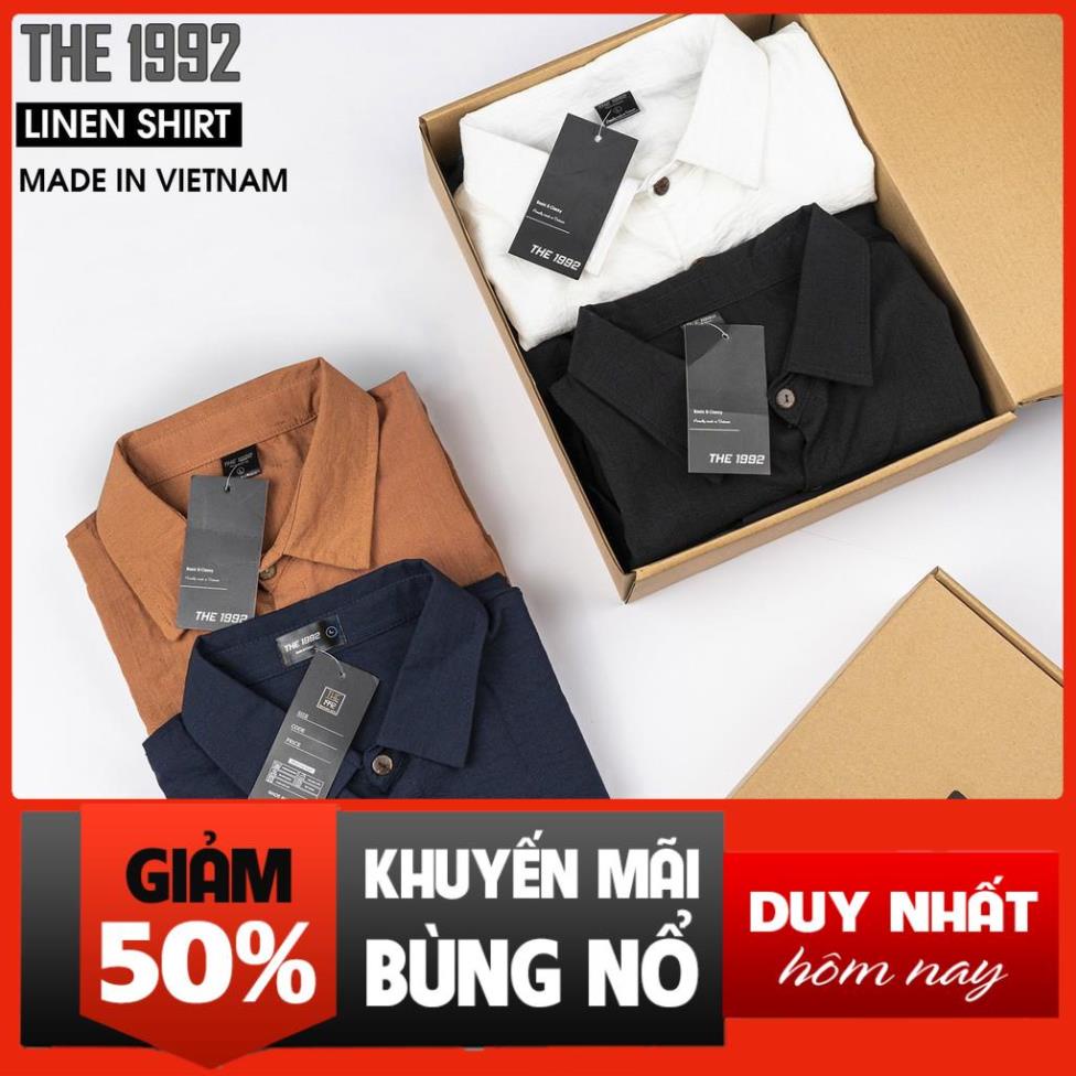 Áo sơ mi nam THE 1992 Áo đũi nam cổ bẻ cộc tay Đẹp