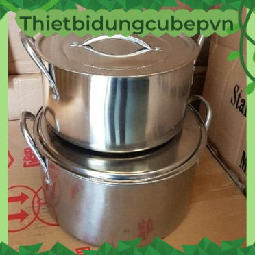 Bộ nồi inox dùng bếp từ, gas, hồng ngoại 2 món size 24cm, 26cm 1 đáy - hàng xả kho