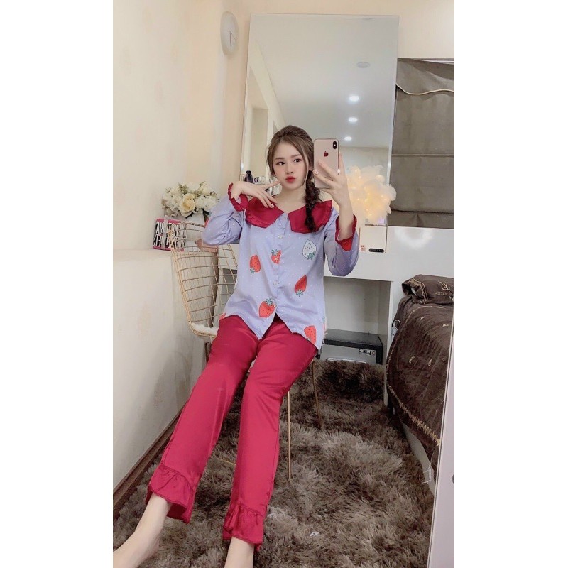 HÌNH THẬT Bộ pijama tiểu thư hàng cao cấp chuẩn mịn đẹp