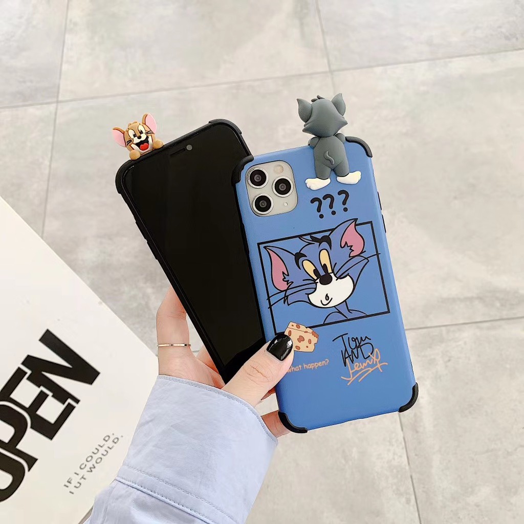 Cute cat and happy mouse 3D relief Case iPhone 6 6s 7 8 plus X XS XR XSmax 11 Pro Promax Soft Phone Case COD | BigBuy360 - bigbuy360.vn