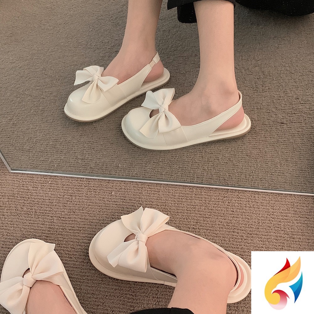 Giày Sandal Mary Jane Đế Bằng Đính Nơ Thời Trang Mùa Hè 2022 Mới Cho Nữ