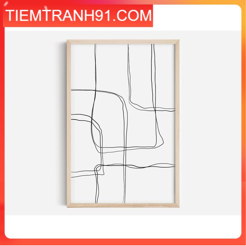 Tranh in cao cấp | Tranh nghệ thuật trừu tượng - Black Scribble Abstract Art Print, Black and White Abstract Art