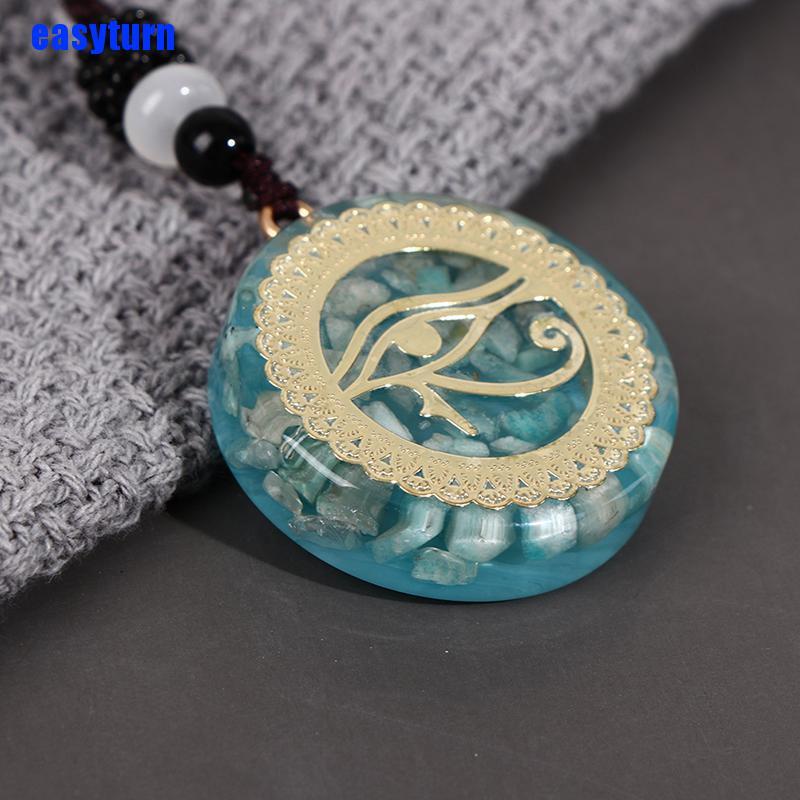 EAS 1Pc Orgonite Energy Pendant Orgone Amazonite Necklace Horus Eye All-Seeing Eyes