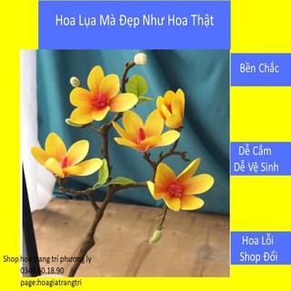 Hoa trang trí💖𝑭𝑹𝑬𝑬𝑺𝑯𝑰𝑷💖hoa lụa trang trí cành hoa mộc lan cao su