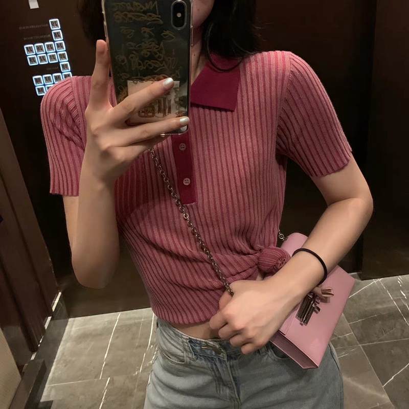 Áo thun polo tay ngắn thời trang phong cách hồng kông cho nữ  | BigBuy360 - bigbuy360.vn