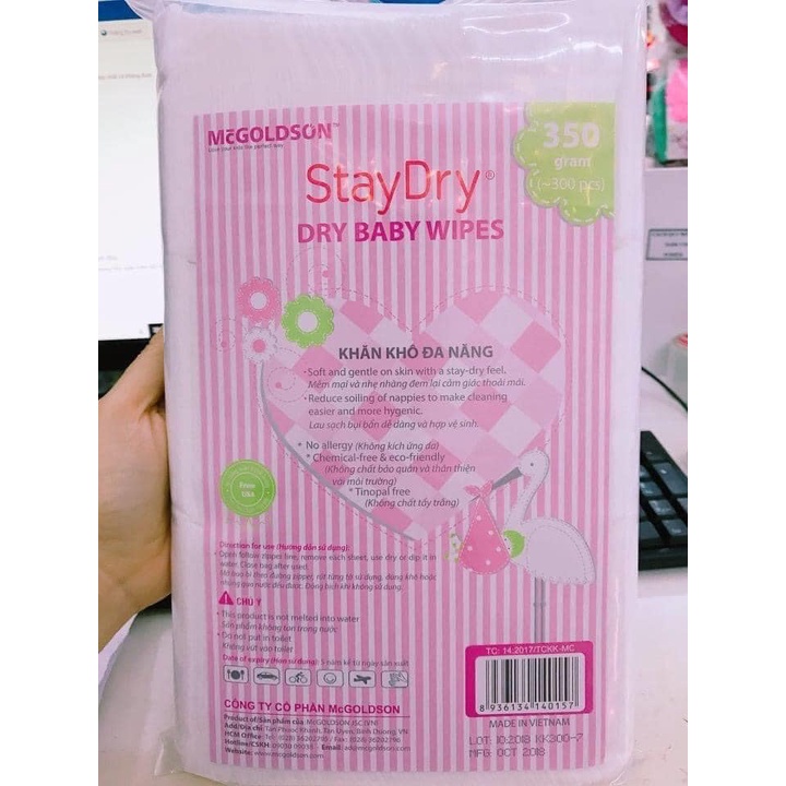 Khăn vải khô/khăn giấy khô đa năng staydry 300 miếng