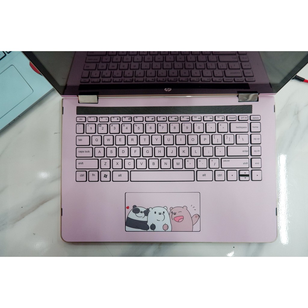 Decal Skin dán Laptop mẫu Ba con gấu hồng (shop sẽ liên hệ xin model máy)