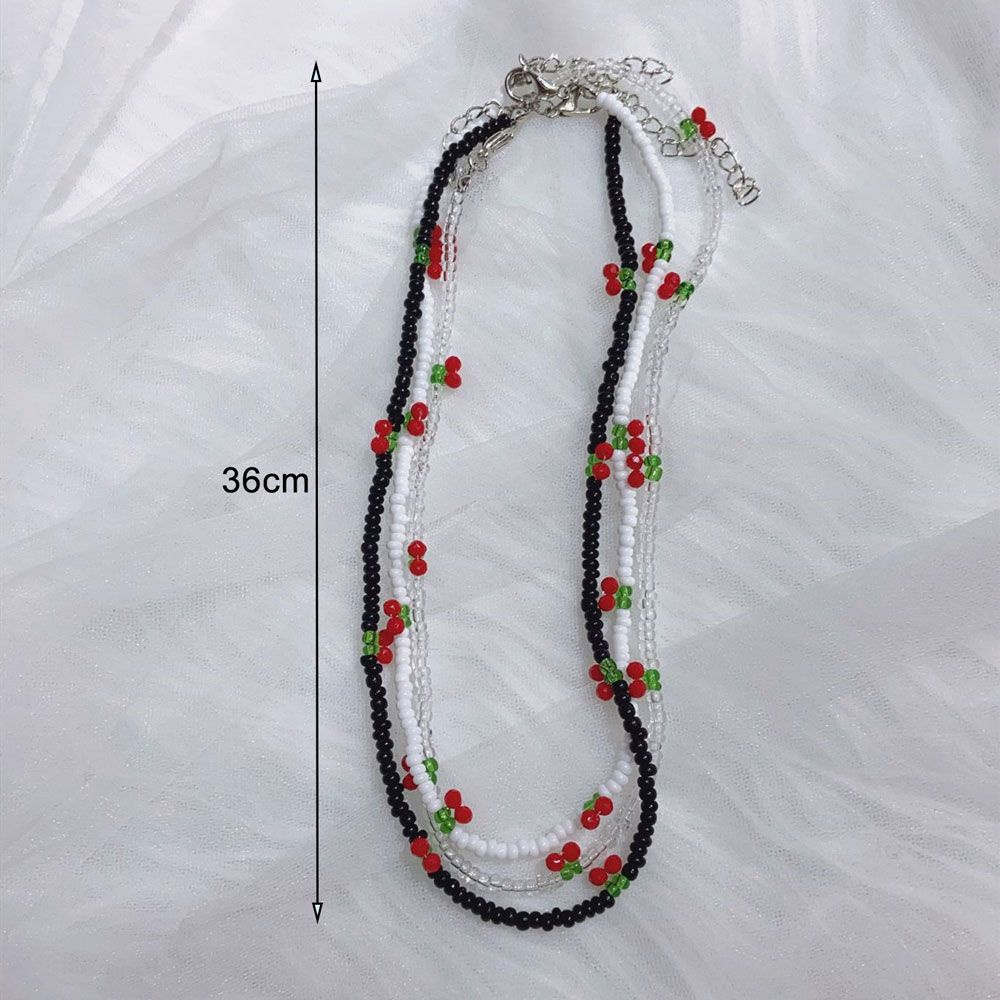 Vòng cổ Choker Mặt Hình Trái Cherry Trong Suốt Phong Cách Boho Thời Trang Cho Nữ