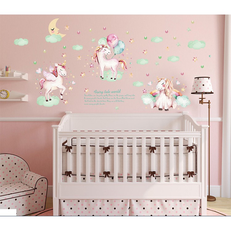 Decal trang trí tường 3 Chú Kỳ Lân thiên thần