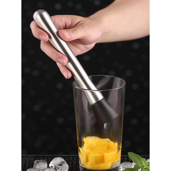 Chày bar dầm hoa quả, nguyên liệu, pha chế cocktail inox 20cm đầu nhựa cao cấp - Dụng Cụ Pha Chế Tây Ninh