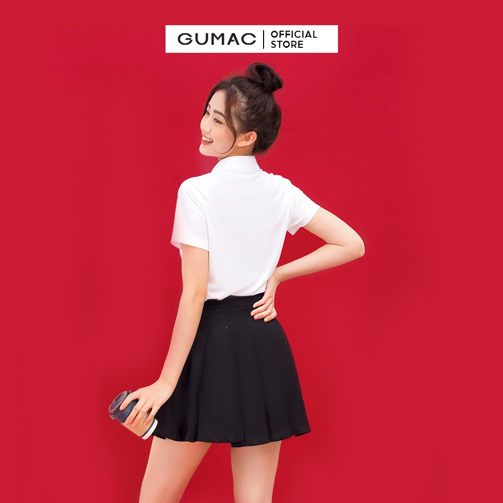 [Mã WABRGUM giảm 10% tối đa 30K đơn 99K] Áo polo nữ GUMAC có cổ xẻ lai màu trắng cơ bản ATC01004 mẫu mới