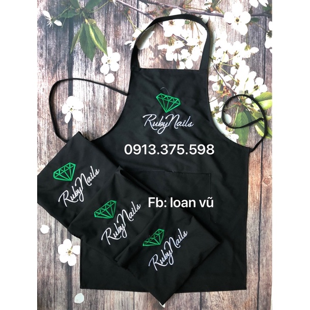 Tạp dề thêu tên logo SPA Nail mi Loại 1