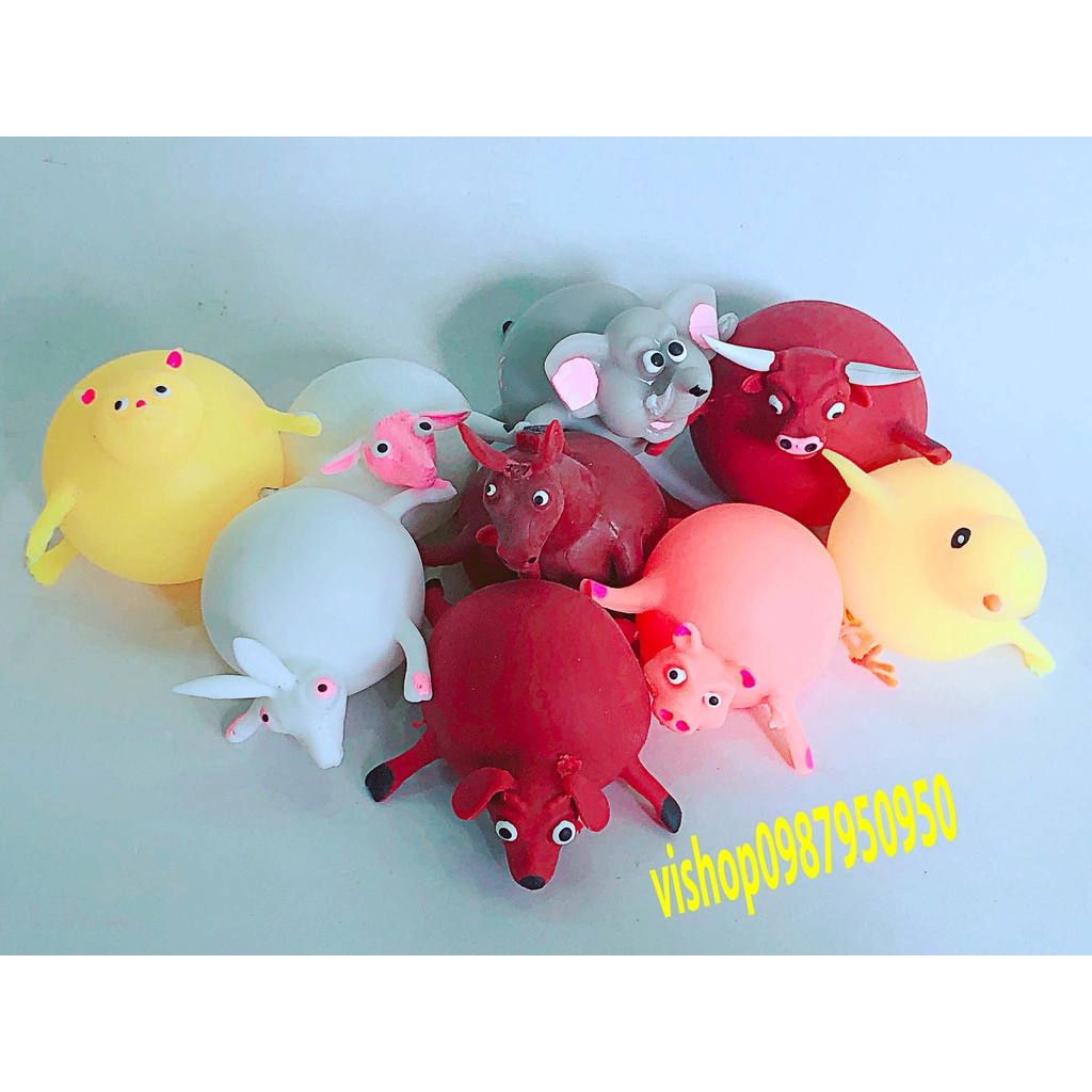 [11 LOẠI] Squishy Thú Thổi Bong Bóng Đồ chơi Gudetama bóp trút giận hình khủng long,động vật thú vị cho bé