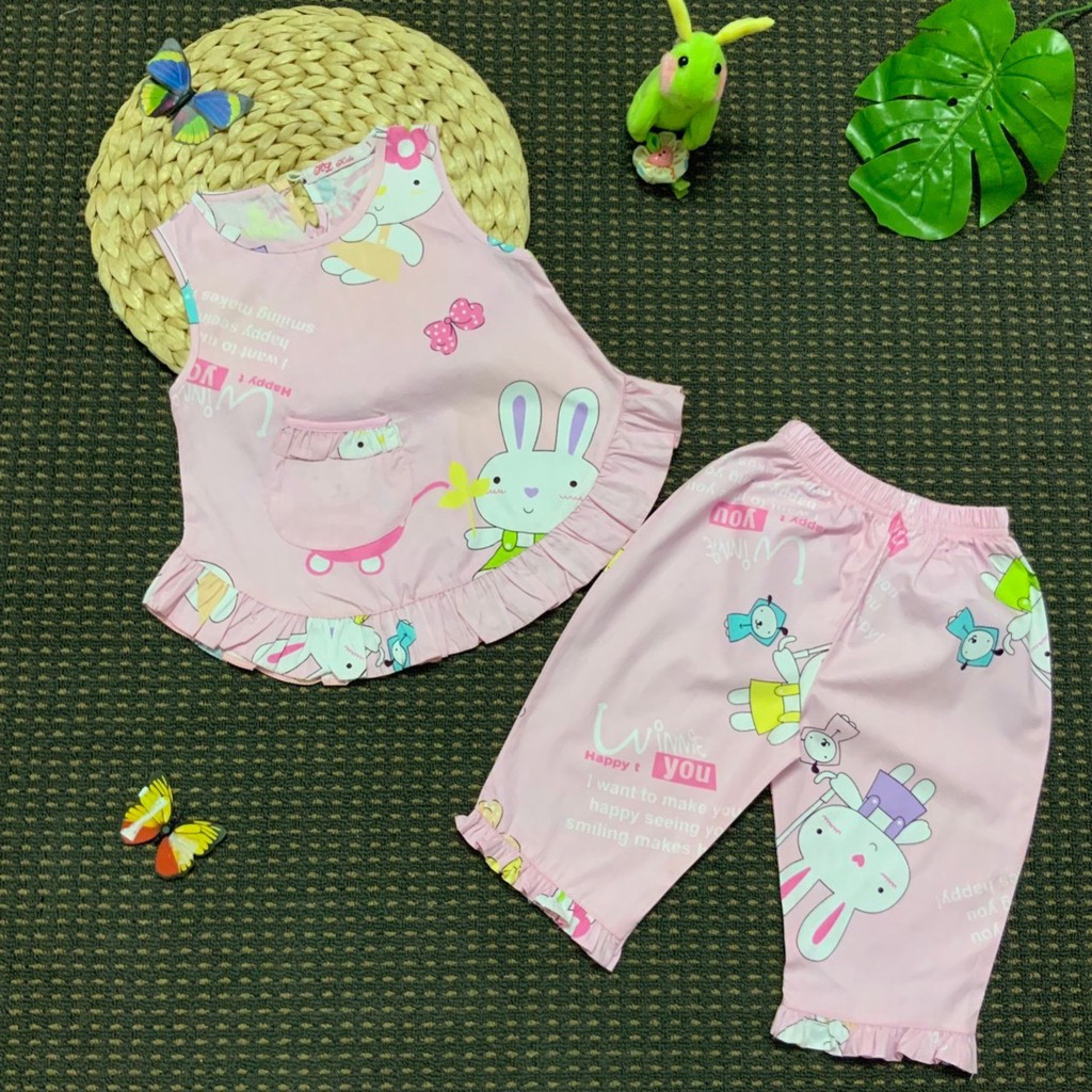 (11-19kg) ĐỒ BỘ KATE LỤA QUẦN LỬNG ÁO SÁT NÁCH BÉ GÁI