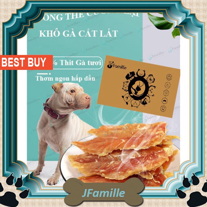 Thức Ăn Bổ Sung Cho Chó JFamille, Khô Gà Cắt Lát, Cung Cấp Protein Sạch. Gói 100gr - JF05