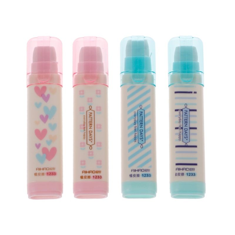 Gôm Tẩy Dạng Bút Chì Họa Tiết Sọc/Trái Tim/Bông Hoa Dễ Thương Cho Bé