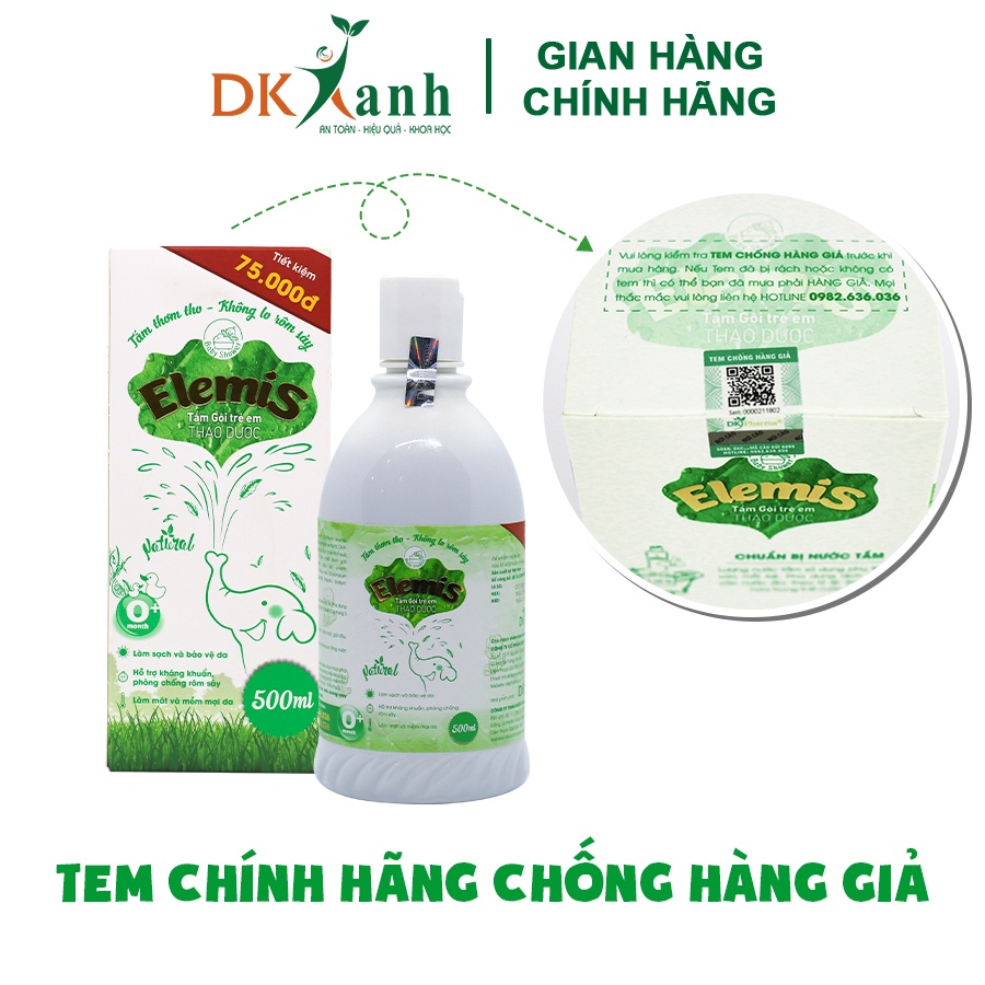 Chai to Nước tắm thảo dược Elemis 500ml - DK Pharma tặng hộp tăm bông V-cool