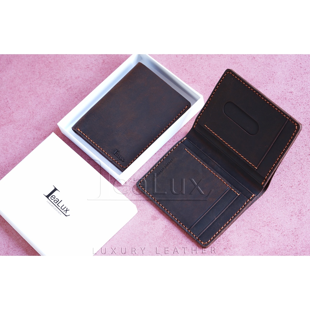 Ví Đứng Da Sáp Mini Handmade LEALUX The Stand Wallet Mini