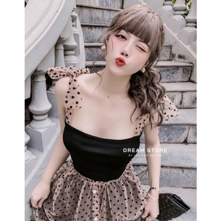 Đầm dây nơ công chúa lưới bi